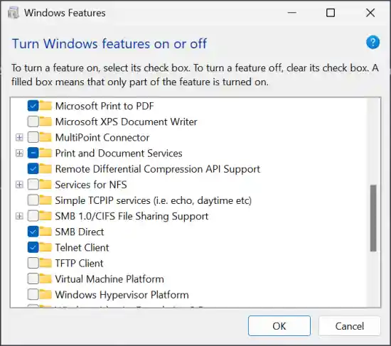 Enable the Microsoft PDF print driver as a Windows feature