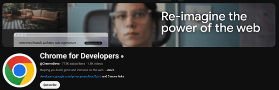 Chrome for Developers YouTube channel