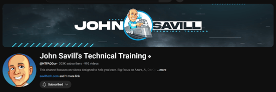 John Savill Technical Training YouTube channel