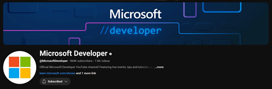 Microsoft Developer YouTube channel
