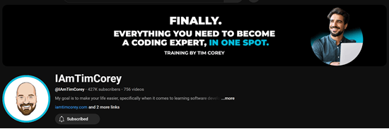 Tim Corey YouTube channel