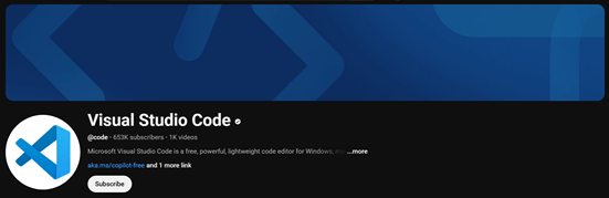 Visual Studio Code YouTube channel