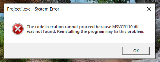 MSVCR110.dll not found error